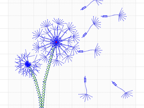 Dandelions in the Wind with Seeds