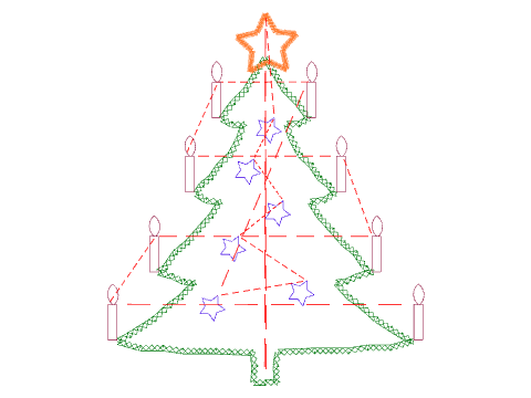 Freehand Drawn Christmas Tree With Stars and Candles