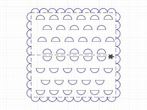 Scalloped roof cut-outs for rubber band pop-up house