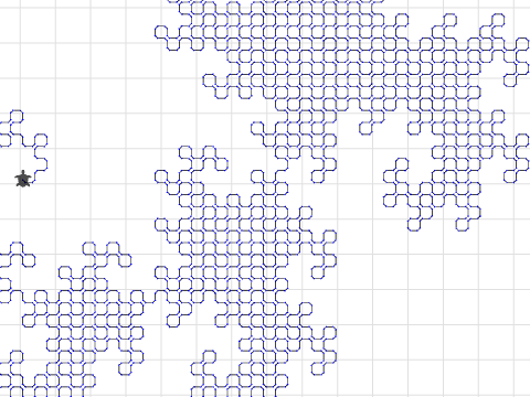 dragon curve II (iterative) with rounded corners