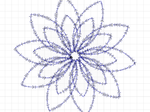 a flower with randomized diamond stitch