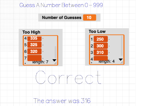 Guess A Number Between 0 - 999, Higher/Lower