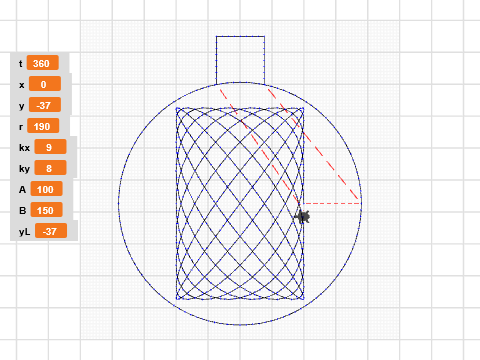 kerstbal parameteriseerd met lissajous