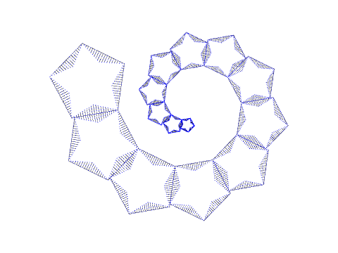 Spiral pentagons