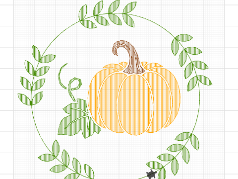 Traced Pumpkin in TurtleStitch Studio With My Wreath Design