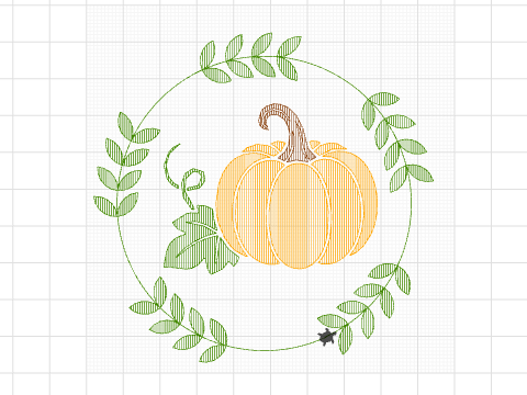 Traced Pumpkin in TurtleStitch Studio With My Wreath Design