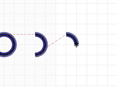 one full circle, one half circle, one quarter of a circle