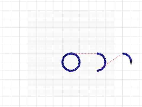 One full circle, half of a circle, one quarter of a circle