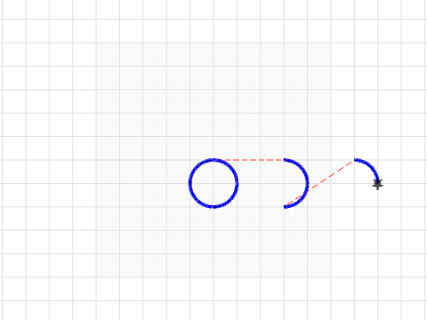 one full circle, one half circle, one quarter of a circle